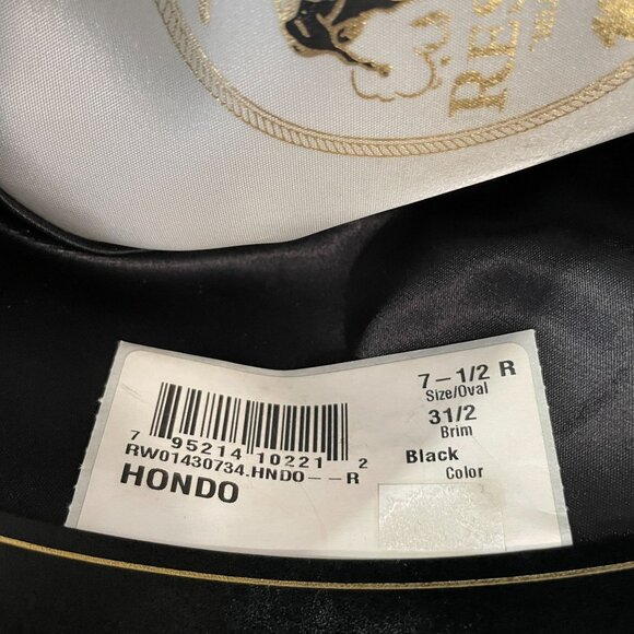 Resistol Hondo Cowboy Hat Size 7 1/2 2X Black Wool Silver Conchos Made In Texas - Picture 3 of 10